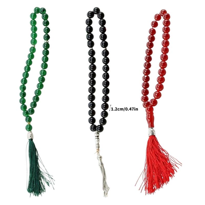 Natural Crystal Beads Necklace with Large 12mm Beads Detail Tassels Chain Gift Everyday Wear for Special Occasion