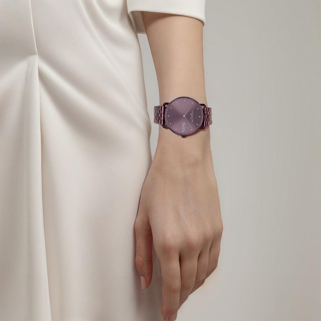 Coach Quartz Watch Stainless Steel Band 41Mm Purple Dial 30M Water Resistant Women watches 14504298