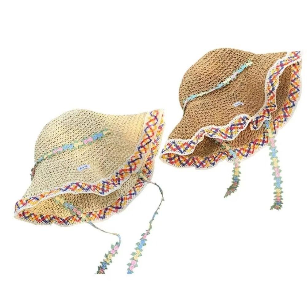 INS Lace Brim Sunshade Cap Elegant Sun Protection Cap Outdoor Beach Hat  Outdoor Activities