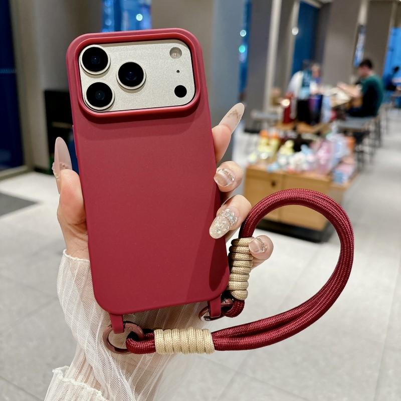 Lanyard Case For iPhone 17 Pro Max Air 11 12 13 14 15 16 Plus Candy Shockproof Wrist Strap Soft Silicone Anti-Loss Cover Funda