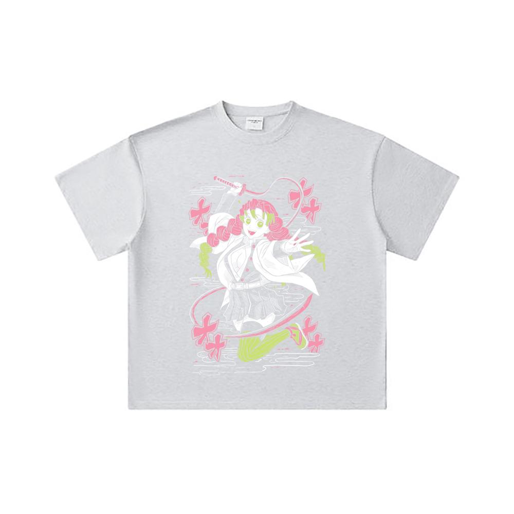 260 GSM Double Yarn 32 Count 100% Cotton Demon Slayer V49 Mitsuri Print Unisex Heavy Cotton T Shirt