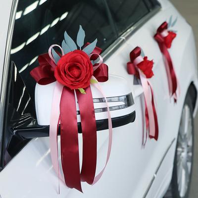Simulated Rose Wedding Car Decoration Creative Wedding Car Decoration Door Handles Rearview Mirror Decorate Flower Accessories