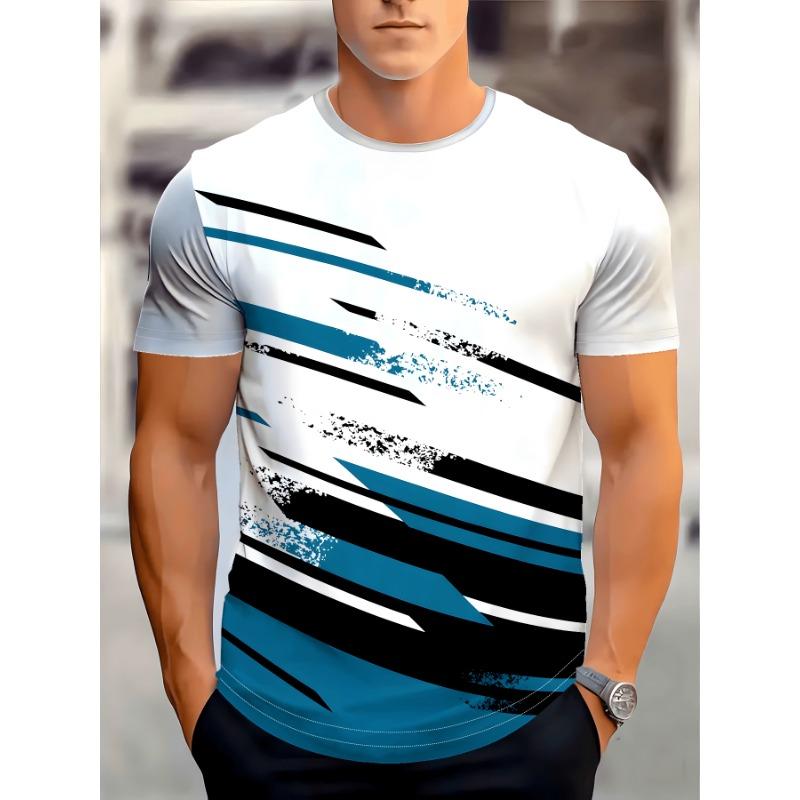 3D digital printing casual, comfortable and versatile men s round neck short sleeves S