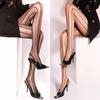 Sexy Women Flash Shiny Silky Pantyhose Slimming Vertical Stripes Eight Lines Ultra-Thin Stockings Ol Party Dance Ootd Tights