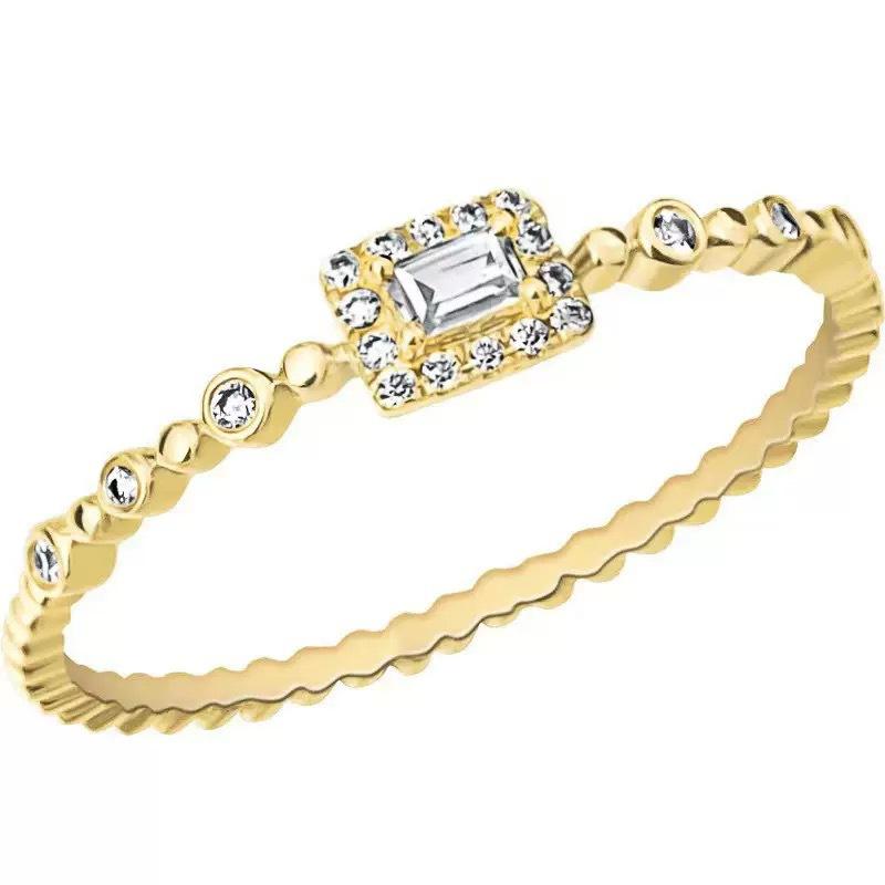 

Изысканное кольцо женское квадратное геометрическое медное инкрустированное цирконом кольцо для повседневной носки популярные украшения No. 10