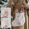 Plush Christmas Stocking Beads Chian Cartoon Elk Shoulder Bag Hanging Decorations Pink White Christmas Gift Bag Chrismtas