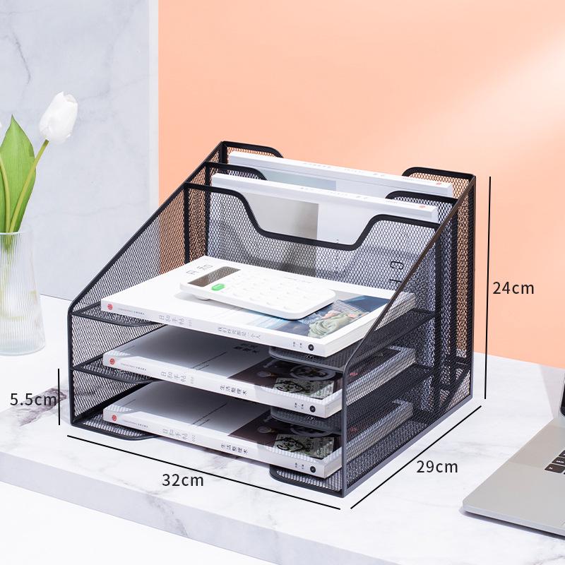 Metal Multi-Layer Vertical File Organizer Rack for Office