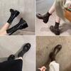 Cowhide leather platform short boots women's high-heeled boots autumn and winter retro Martin boots thick heel thin boots