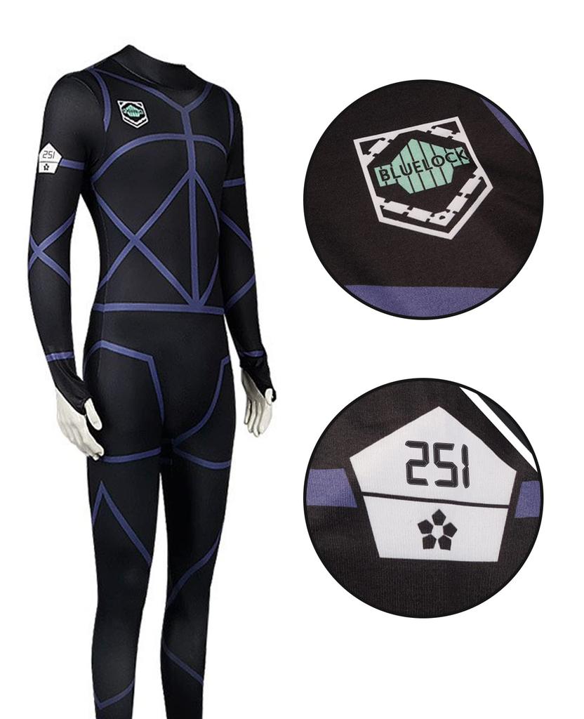Blue Lock Cosplay Nagi Seishiro Cosplay Kostyme med Nagi Seishiro Fotballtreningslag Nagi Bygning Første Drakt Nummer Blue Lock Rang 251 Seishiro
