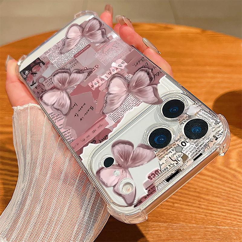 Multi-color Butterfly Pattern Case For iPhone 17 Pro Max Coque iPhone 16 15 14 13 Pro Max 11 Shockproof Clear Soft Silicone Cover