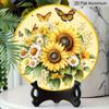 2D Flat Aluminum Retro Sunflower-Themed Wall Art 7.87 Inches X 7.87 Inches Rustic Style Perfect for Gardens, Farmhouses, Bars, Cafes, Parties, Front