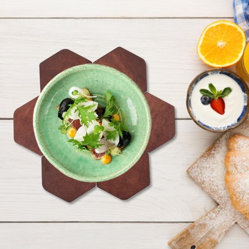 Set Of 6 Hexagonal Wood Cup Mats for Drink Heat Resistant Placemat Funny Jigsaws Coffee Coasters for Home Office