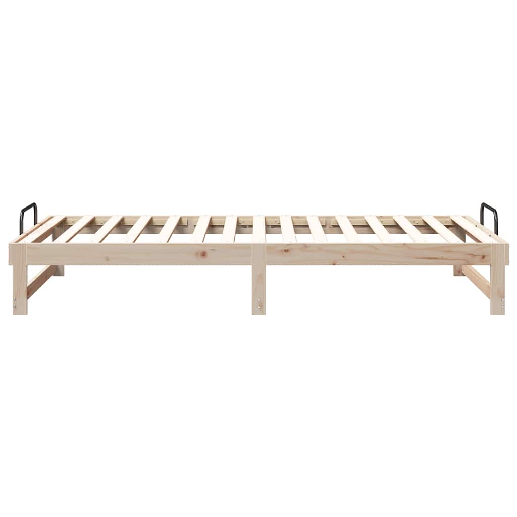 Brown Bed Frame 100 x 200 cm Solid Pine Wood