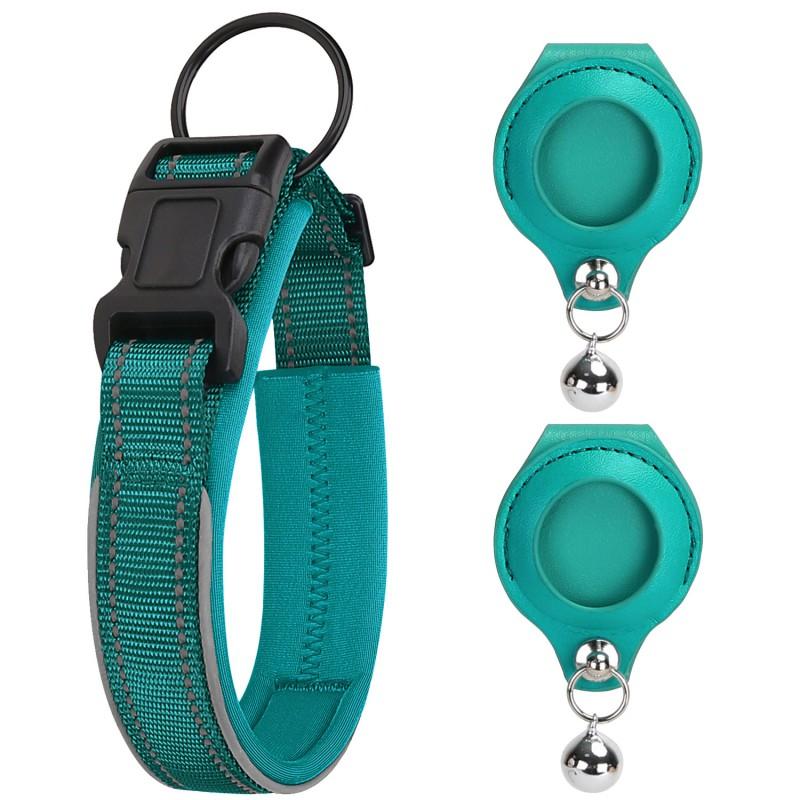 Nylon Dog Collar Airtag Tracker Pet Training Adjustable S M L XL