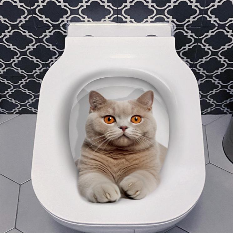 3D cat toilet sticker, wall sticker, bathroom toilet seat cover, decorative renovation, self-adhesive wall sticker