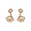 Geometric Square Earrings, Opal Diamond-Set Rhombus Temperament Trendy Stud Earrings.