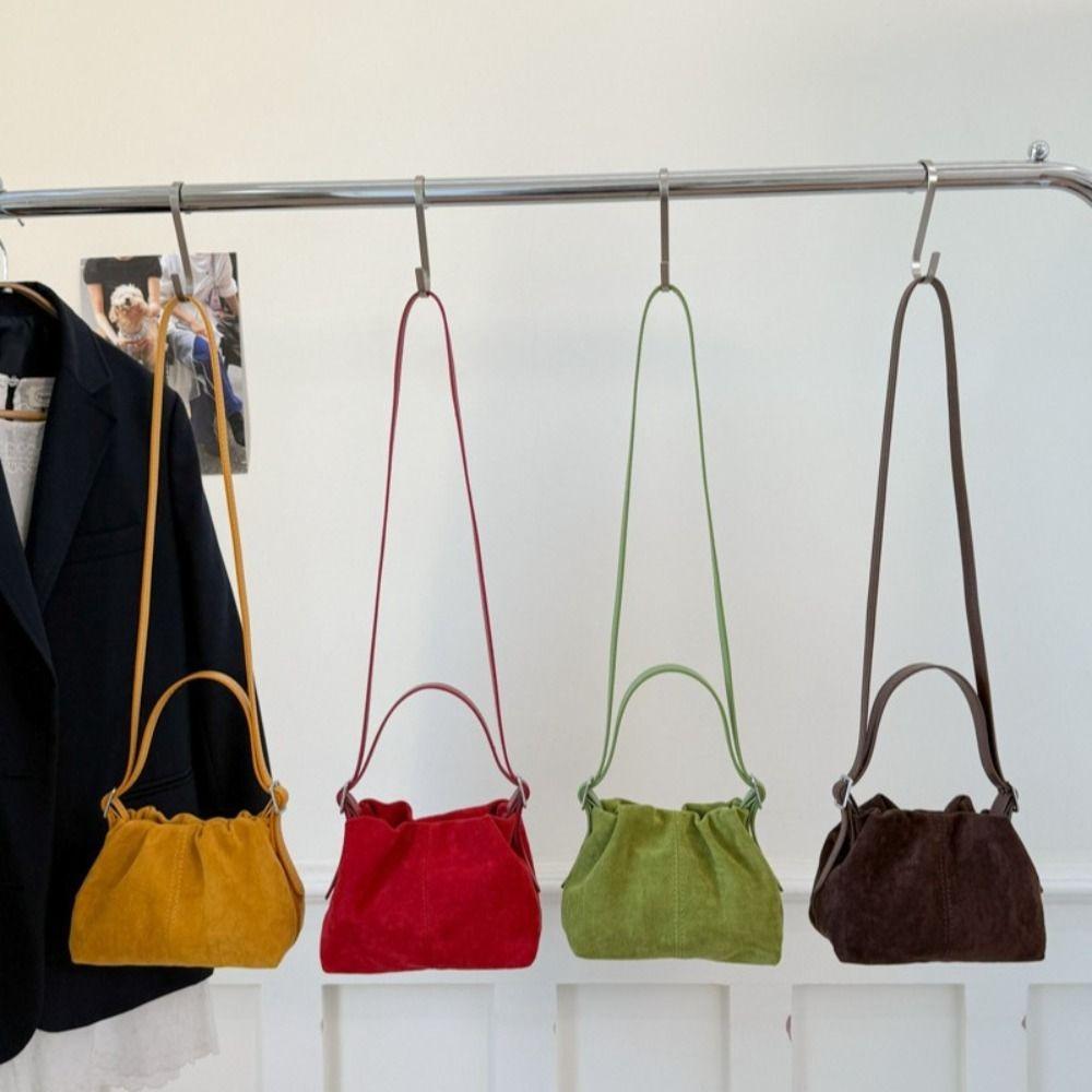 Handbag Slouchy Hobo Bags Large Capacity Solid Color Tote Bag Suede Pleated Cloud Bag  Travel