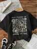 T-shirt da Donna con Stampa Floreale a Lettere Girocollo Manica Corta T-shirt Botanica Abbigliamento Cottagecore T-shirt Estetica Retrò da Donna