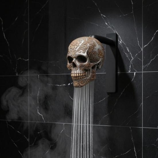 Skull Design Easy Installation Shower Head Resin 1 Pc