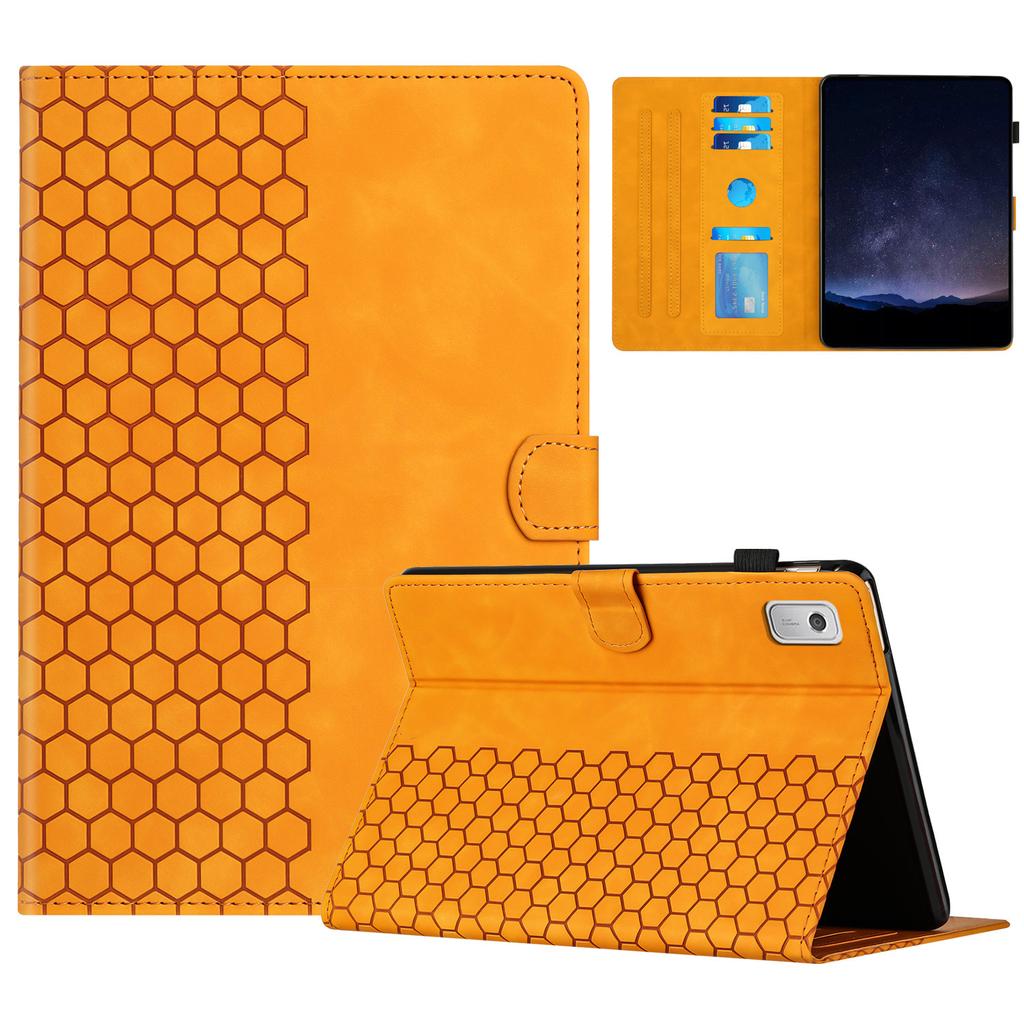 For Lenovo Tab P11 Gen 2 Case Honeycomb Printed Leather Tablet Cover with Card Slot