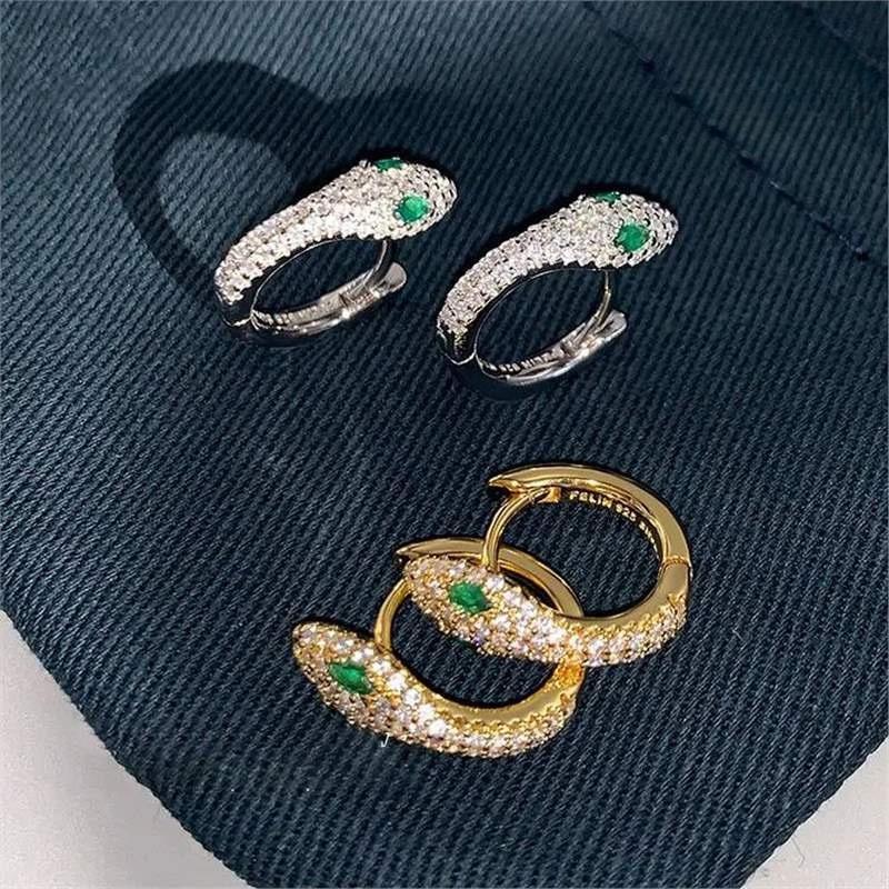 European and American Diamond-encrusted Snake Earrings Women's Light Luxury Niche Design Sense Advanced Earrings Buckle Cold Wind Unique Earrings
