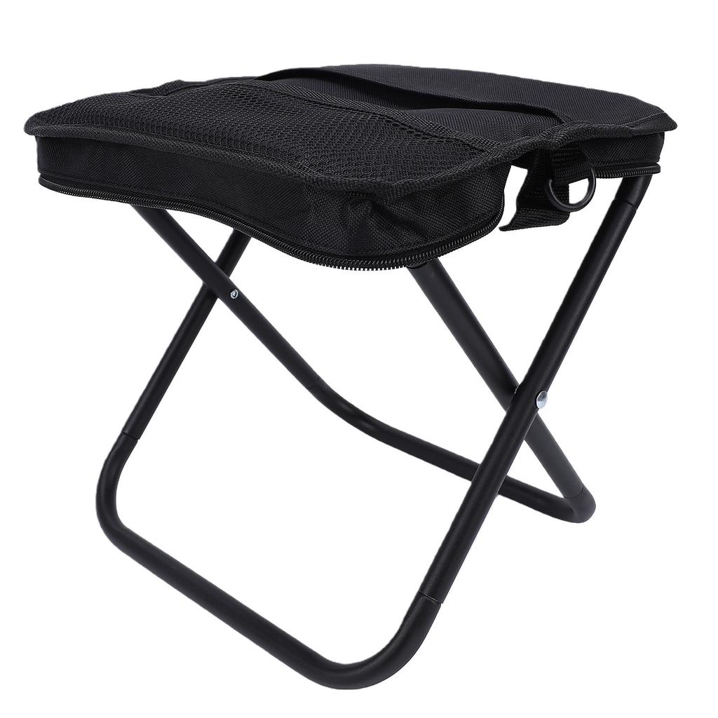 Outdoor Folding Stool Sling Bag 2 in 1 Portable Chair and Storage Pouch for Camping Hiking Fishing Black
