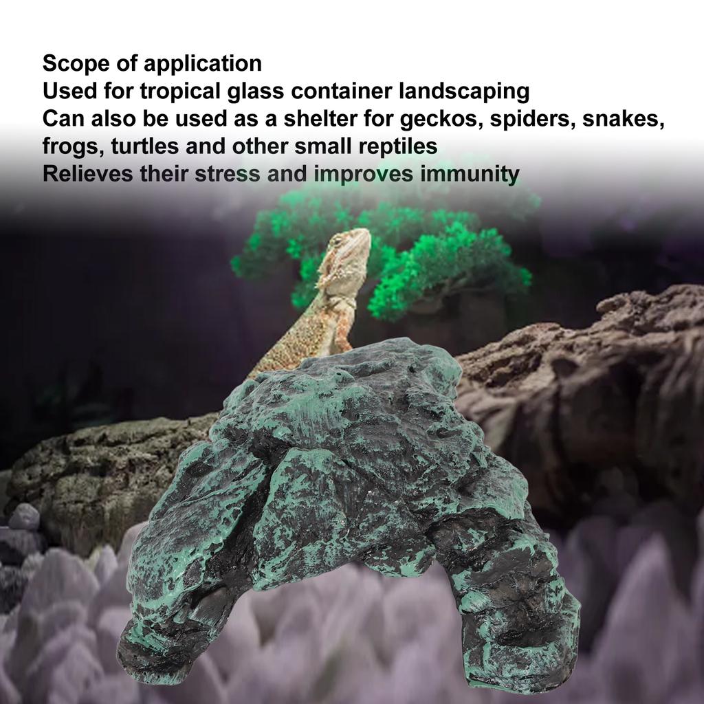 Reptile Rock Hide Cave Simulation Realistic Safe Comfortable Resin Rock Hideout for Terrarium Decoration Reptile Shelter Habitat