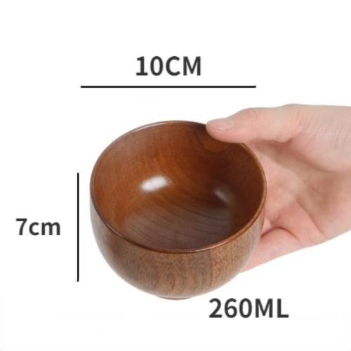Japanese Wooden Rice Noodle Soup Bowl – Solid Jujube Wood Salad Bowl for Kids & Adults