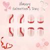 24 Pcs Valentines Day Press On Nail Short False Nail Lovely Heart Stick on Nail French Tip Acrylic Nail for Party