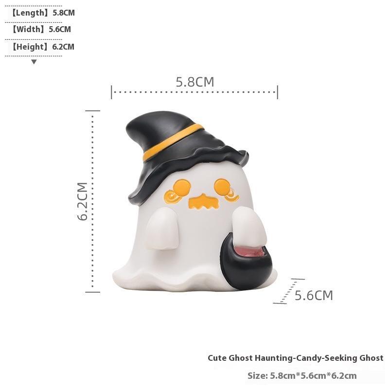 

1 шт. Забавная милая статуэтка привидения, Маленькие страшные фигурки привидений, Хэллоуин, Домашние украшения, Центральные элементы для журнального столика, Полка