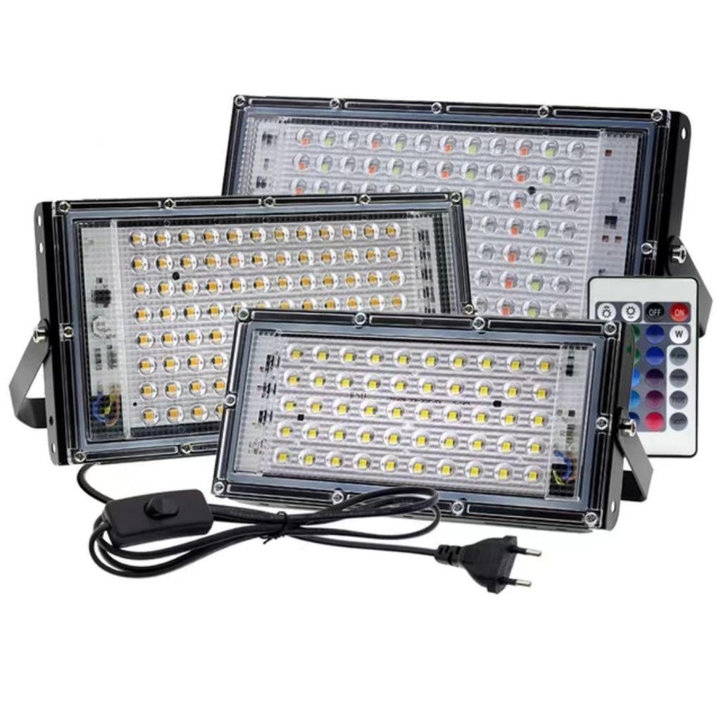 50W/100W Outdoor Waterproof LED Floodlight with European Plug, Super Bright Projection