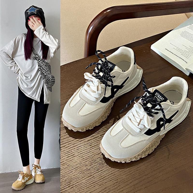 Retro Forrest Gump German training shoes women's 2025 new autumn explosion yellow inner height increase casual shoes color matching sports women's s