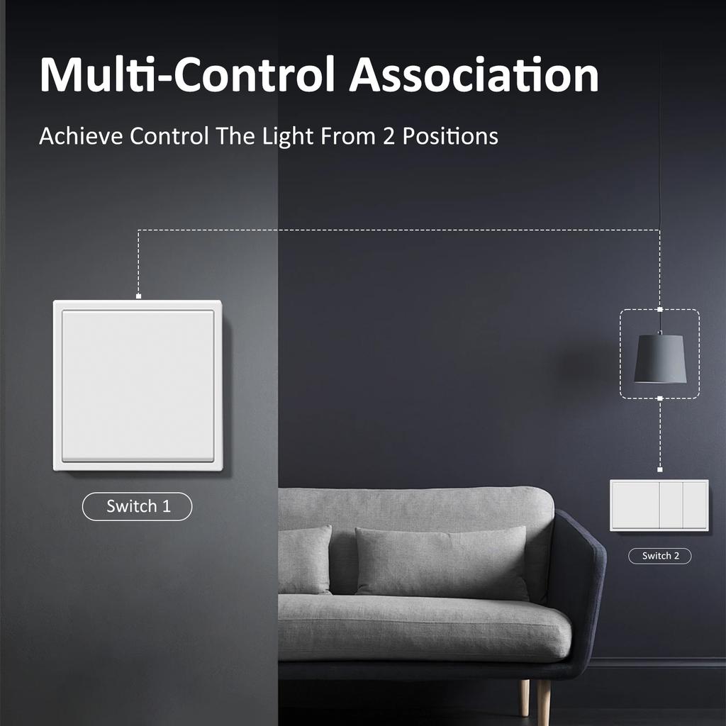BSEED 1/2Gang Wall Light Switches 2Way Control For Stairs Bedroom With EU Standard Power Socket USB Type-c Plastic Frames 2Pack