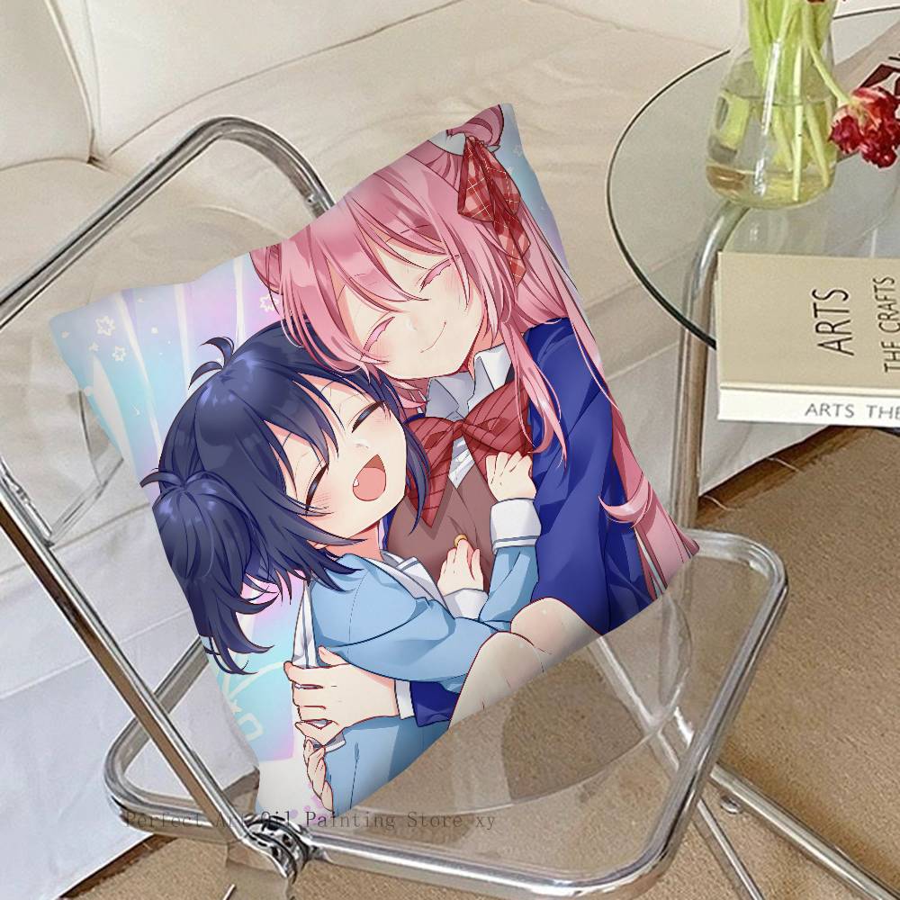 Anime Happy Sugar Life Pillow Case Square Pillow Bedroom Sofa Leisure Comfort Cushion Car Living Room Home Decoration