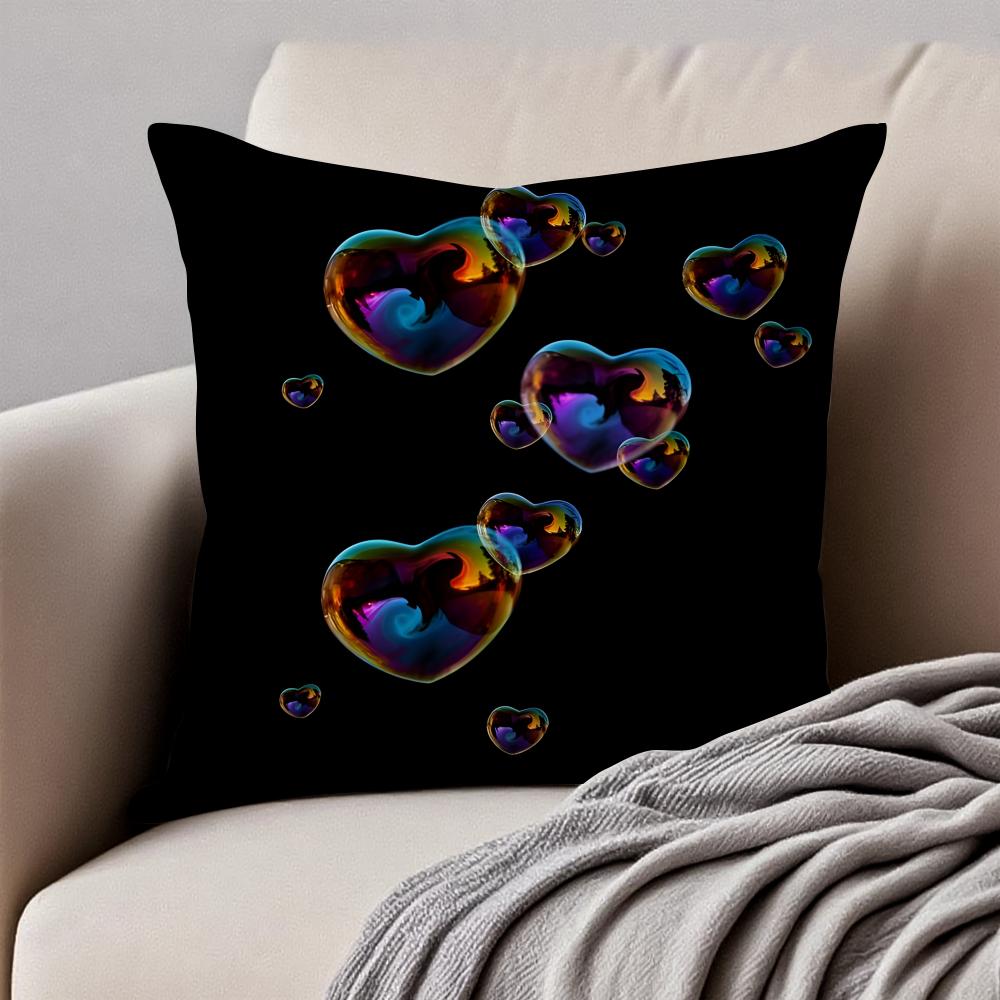 

Colorful And Diverse Soap Bubbles Cushion Cover Pillowcase Antidustmite Invisible Zipper Short Plush Sofa Cushion 30X30cm