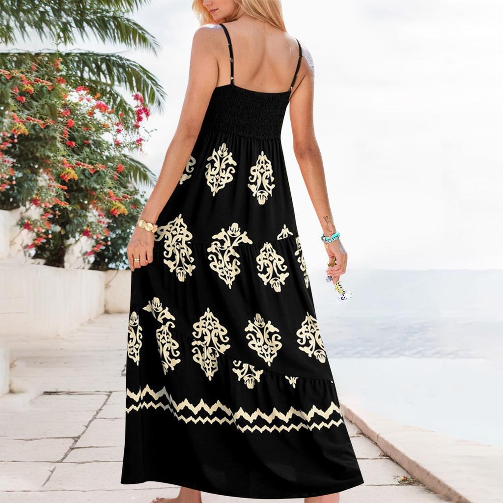 Fließende Kleider für Damen, Sommerkleider für Damen, lässige lange Kleider, süße lange Kleider mit Blumenmuster