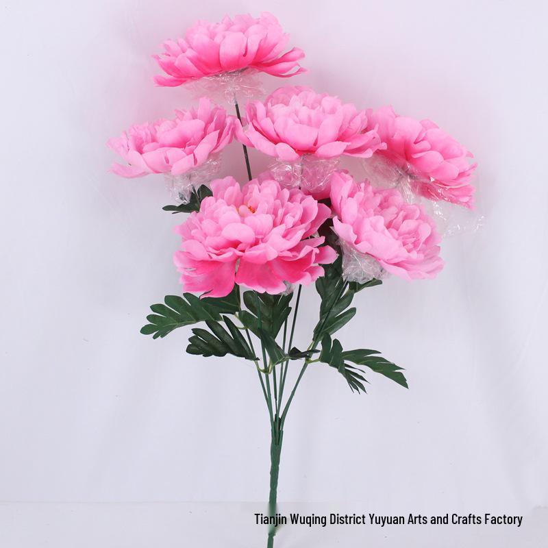 Qingming Festival Peony & Chrysanthemum Grave Decorations - Artificial Flower Ornaments for Tomb Sweeping