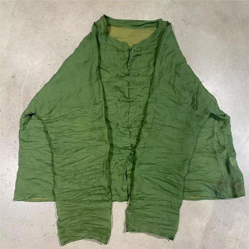 Johnature Women Vintage Shirts Tops Stand Long Sleeve Blouses Spring Solid Color Button Chinese Style Shirts
