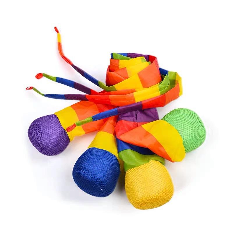 Rainbow Tail Ball Eco-Friendly Fabric Sandbag Meteor Ball Safe Catch Tail Soft Ball Kindergarten School Sensory Training Kid Toy