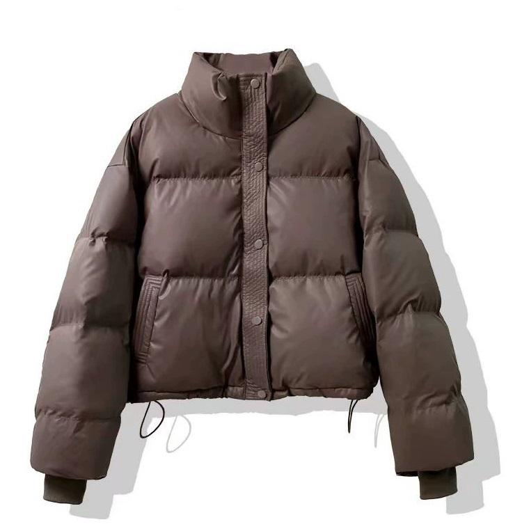 

Женская утолщенная куртка с воротником-стойкой, на хлопковой подкладке, однобортная, с карманами, повседневное пуховое пальто, зимнее теплое свободное короткое пальто, осеннее S кофейный