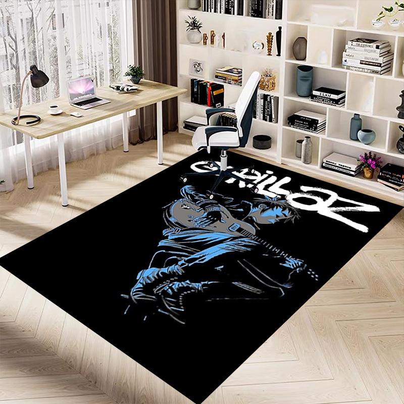 1pc Gorillaz Music Home Office, Durable Polyester Floor Mat with Easy, Office Decor, Urban Style, Nonslip Backing