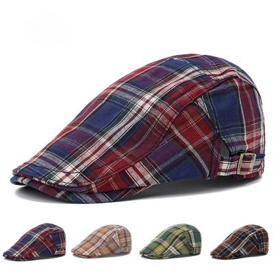 Plaid Cloth Retro Duck Tongue Cap Ms. Literary Wind Forward Hat Hat Beret
