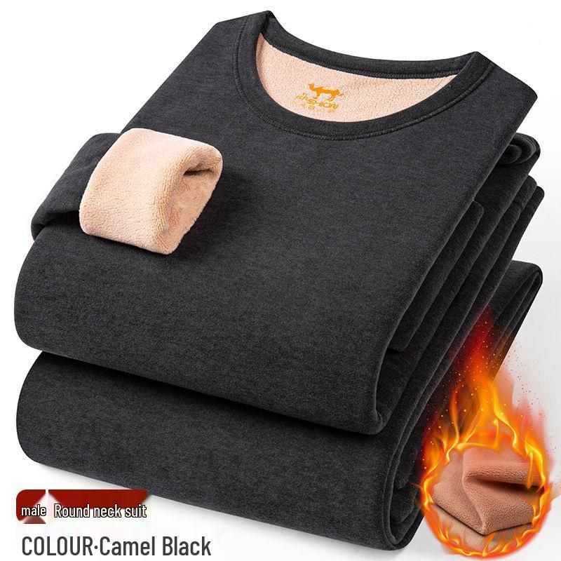 Herren- und Damen-Winter-Thermo-Unterwäsche-Set - Mit Samt gefüttert, Übergröße, Dick und Warm für den Herbst.