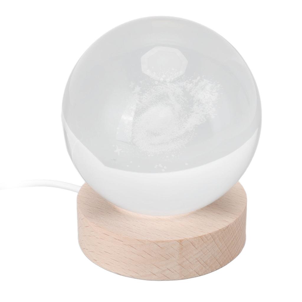 Kristallkugel Nachtlicht Kabelgebundener Knopfschalter Rund 3D Dekorative Kristallkugel mit Sockel für Zuhause Galaktisches System Warm