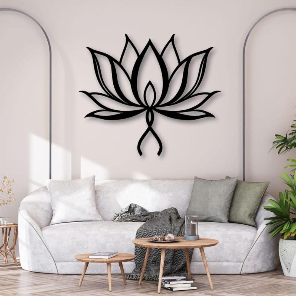 Lotus Metal Wall Art Minimalist Flower Silhouette Yoga Decor Spiritual Home Zen Mandala Inspired
