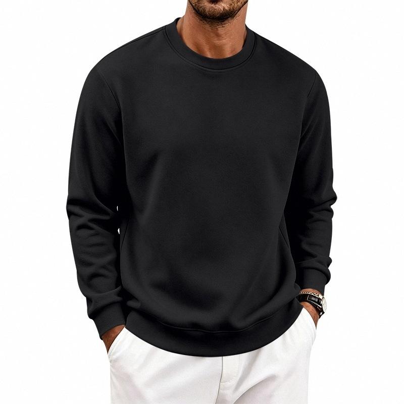 Herren lockerer Fleece-Rundhals-Langarm-Freizeit-Sweatshirt