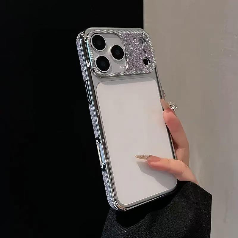 Applicable Apple 13-17 Phone Case: Transparent Back, Electroplated Glitter Edge, Drop-Proof Design for Men & Women