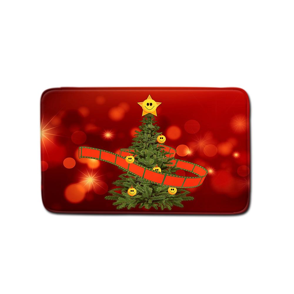 Christmas Shower Curtain Floor Mat Combination Four-Piece Set Bathroom Toilet Carpet Shower Room Mat Foot Mat