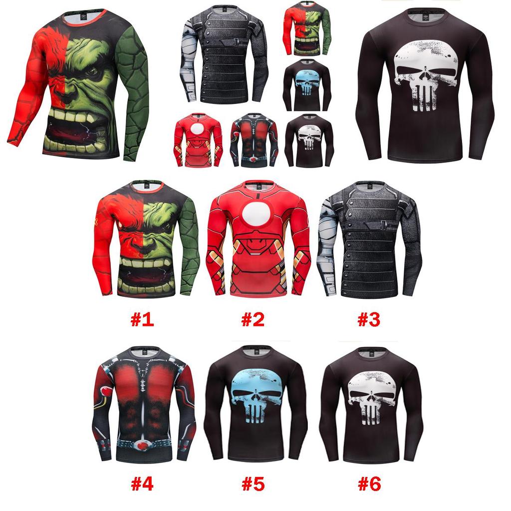 Stylish And Comfortable Men T-shirt Long Sleeve Super Hero Compression Sport 3d Fitness Cycling Shirt