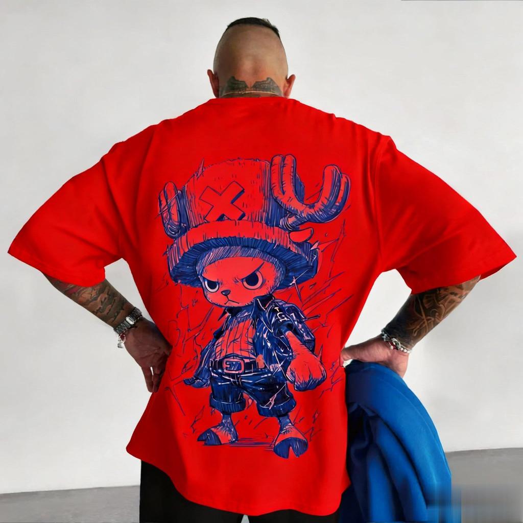 One Pice Anime Summer Tshirt 2026 Unisexs And Unisexs New Tony Tony Chopper Printed Street Hip Hop Loose Casual Parent Child Top